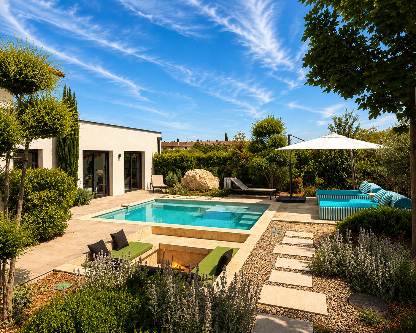 Terrasse et piscine villa vacances L'Isle-sur-la-Sorgue