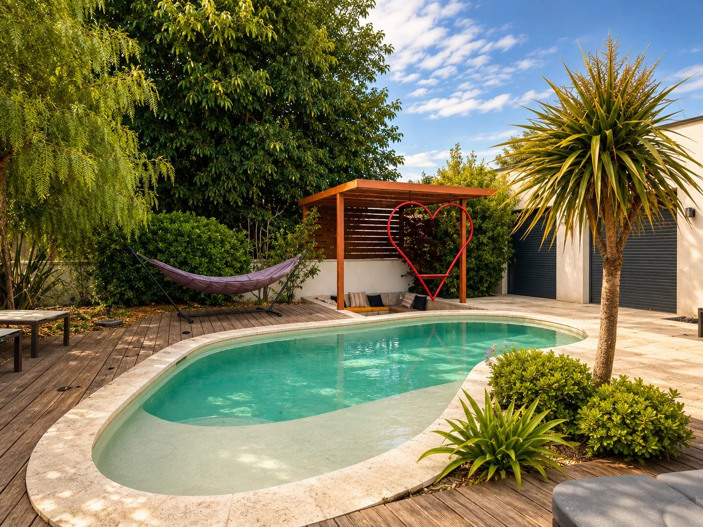 Villa Oasis de Satteva — piscine forme libre entourée de palmiers